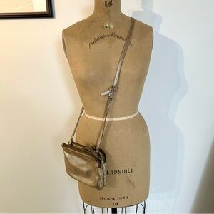 Eileen Fisher Gold Metallic Leather Crossbody Bag